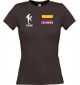 Lady T-Shirt Fussballshirt Kolumbien mit Ihrem Wunschnamen bedruckt, braun, L