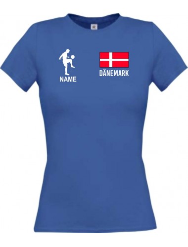 Lady T-Shirt Fussballshirt Dänemark mit Ihrem Wunschnamen bedruckt,