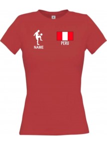 Lady T-Shirt Fussballshirt Peru mit Ihrem Wunschnamen bedruckt,