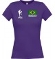 Lady T-Shirt Fussballshirt Brasilien mit Ihrem Wunschnamen bedruckt,
