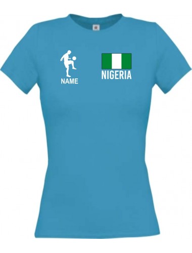 Lady T-Shirt Fussballshirt Nigeria mit Ihrem Wunschnamen bedruckt,