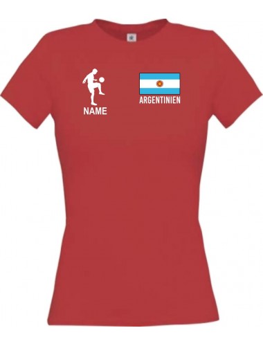 Lady T-Shirt Fussballshirt Argentinien mit Ihrem Wunschnamen bedruckt,
