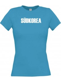 Lady T-Shirt Fußball Ländershirt Südkorea, türkis, L