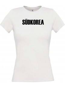 Lady T-Shirt Fußball Ländershirt Südkorea, weiss, L