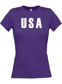 Lady T-Shirt Fußball Ländershirt USA, lila, L