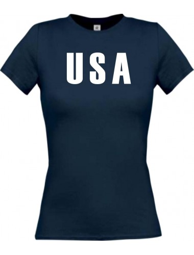 Lady T-Shirt Fußball Ländershirt USA, navy, L