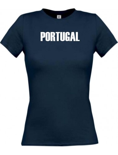 Lady T-Shirt Fußball Ländershirt Portugal, navy, L