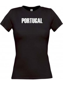 Lady T-Shirt Fußball Ländershirt Portugal, schwarz, L