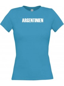Lady T-Shirt Fußball Ländershirt Agentinien, türkis, L