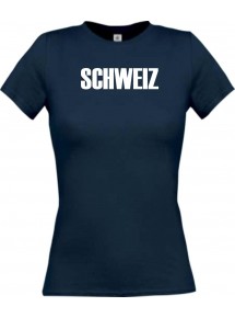 Lady T-Shirt Fußball Ländershirt Schweiz, navy, L