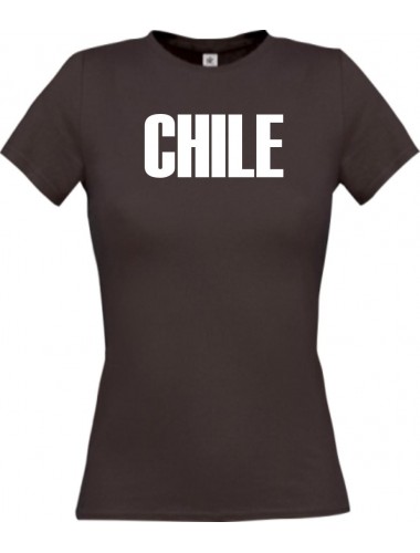Lady T-Shirt Fußball Ländershirt Chile, braun, L