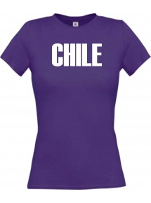 Lady T-Shirt Fußball Ländershirt Chile, lila, L
