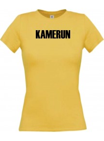Lady T-Shirt Fußball Ländershirt Kamerun, gelb, L