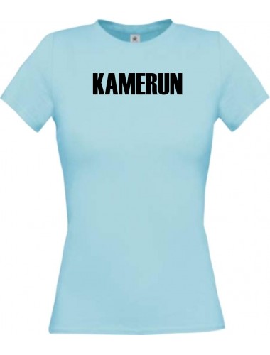Lady T-Shirt Fußball Ländershirt Kamerun, hellblau, L