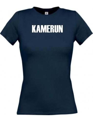 Lady T-Shirt Fußball Ländershirt Kamerun, navy, L