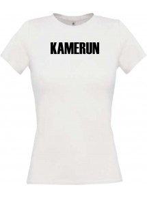 Lady T-Shirt Fußball Ländershirt Kamerun, weiss, L