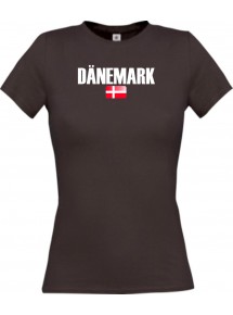 Lady T-Shirt Fußball Ländershirt Dänemark, braun, L