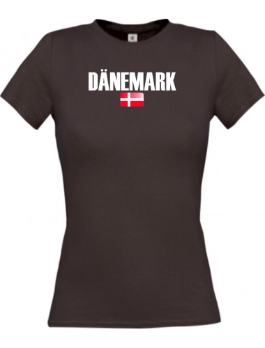 Lady T-Shirt Fußball Ländershirt Dänemark, braun, L