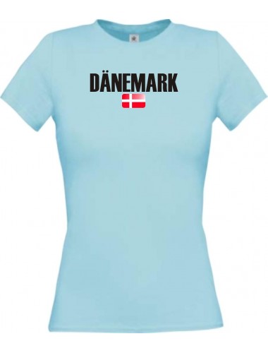 Lady T-Shirt Fußball Ländershirt Dänemark, hellblau, L