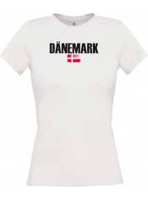 Lady T-Shirt Fußball Ländershirt Dänemark, weiss, L