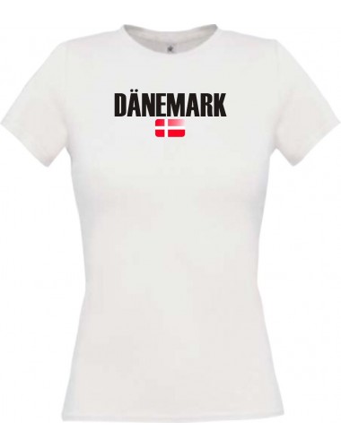Lady T-Shirt Fußball Ländershirt Dänemark, weiss, L