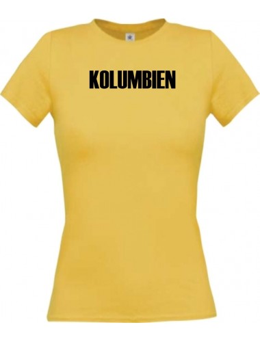 Lady T-Shirt Fußball Ländershirt Kolumbien, gelb, L