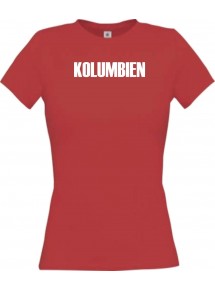 Lady T-Shirt Fußball Ländershirt Kolumbien, rot, L