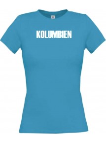Lady T-Shirt Fußball Ländershirt Kolumbien, türkis, L