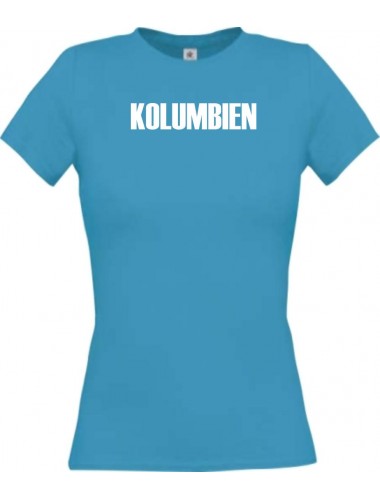 Lady T-Shirt Fußball Ländershirt Kolumbien, türkis, L