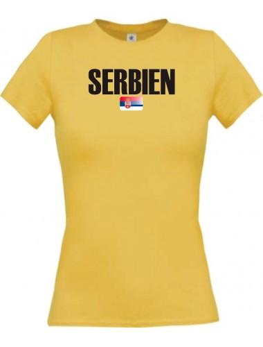 Lady T-Shirt Fußball Ländershirt Serbien, gelb, L