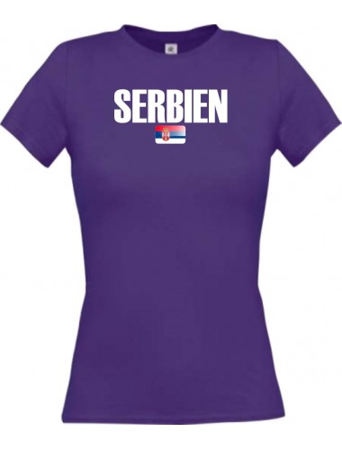 Lady T-Shirt Fußball Ländershirt Serbien, lila, L