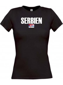 Lady T-Shirt Fußball Ländershirt Serbien, schwarz, L