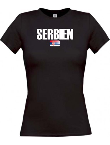 Lady T-Shirt Fußball Ländershirt Serbien, schwarz, L