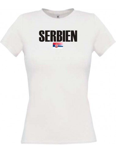 Lady T-Shirt Fußball Ländershirt Serbien, weiss, L