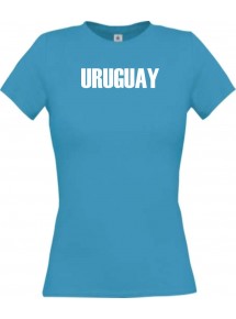 Lady T-Shirt Fußball Ländershirt Uruguay, türkis, L