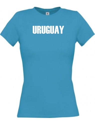 Lady T-Shirt Fußball Ländershirt Uruguay, türkis, L