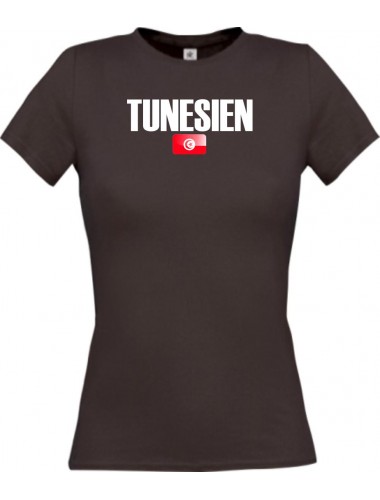 Lady T-Shirt Fußball Ländershirt Tunesien, braun, L