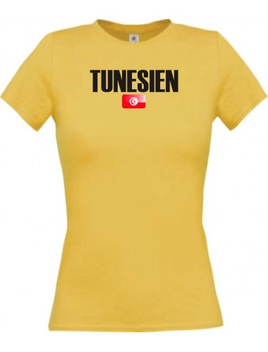 Lady T-Shirt Fußball Ländershirt Tunesien, gelb, L