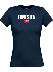 Lady T-Shirt Fußball Ländershirt Tunesien, navy, L