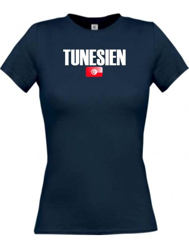 Lady T-Shirt Fußball Ländershirt Tunesien, navy, L