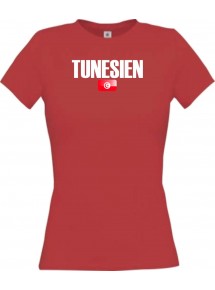 Lady T-Shirt Fußball Ländershirt Tunesien, rot, L
