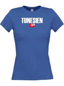 Lady T-Shirt Fußball Ländershirt Tunesien, royal, L