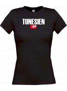 Lady T-Shirt Fußball Ländershirt Tunesien, schwarz, L