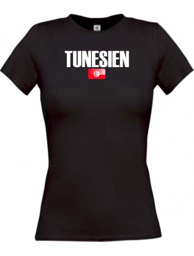 Lady T-Shirt Fußball Ländershirt Tunesien, schwarz, L