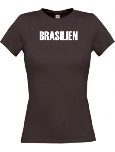 Lady T-Shirt Fußball Ländershirt Brasilien, braun, L