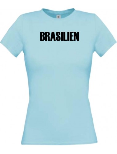 Lady T-Shirt Fußball Ländershirt Brasilien, hellblau, L