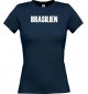 Lady T-Shirt Fußball Ländershirt Brasilien, navy, L