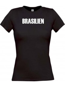 Lady T-Shirt Fußball Ländershirt Brasilien, schwarz, L