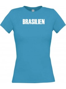 Lady T-Shirt Fußball Ländershirt Brasilien, türkis, L