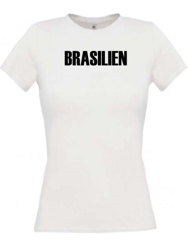 Lady T-Shirt Fußball Ländershirt Brasilien, weiss, L